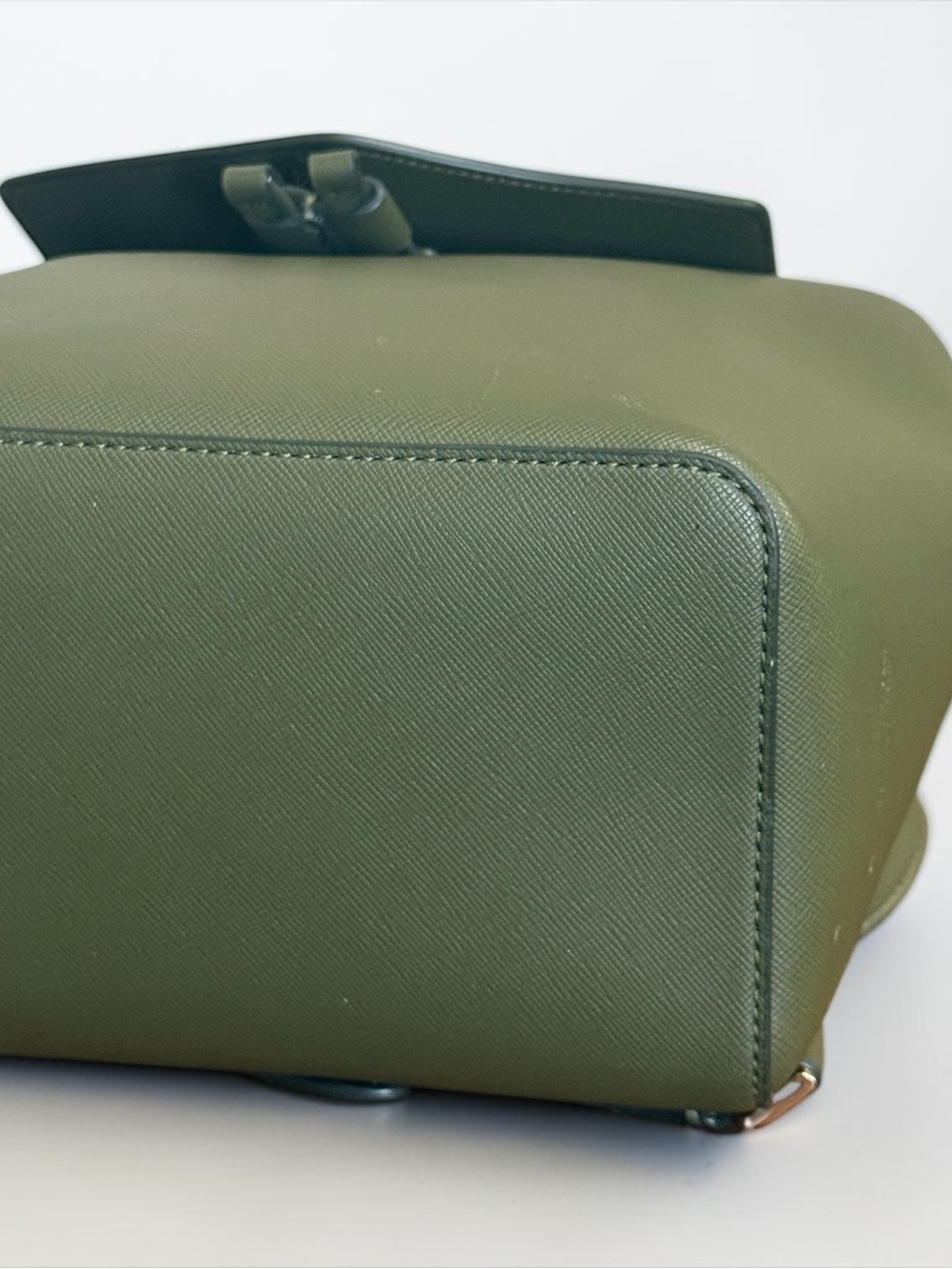 Kate Spade New York Olive Green Saffiano Leather Backpack with Adjustable Straps - Picture 8 of 12